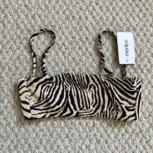 Montce Swim Zebra Micro Scrunch Summer Bikini Top NWT M